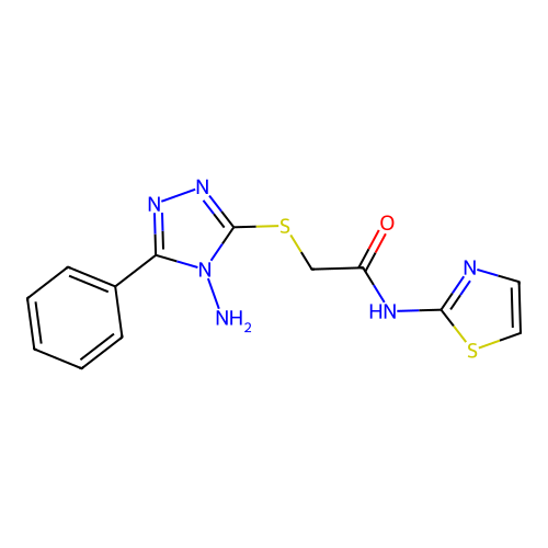 2-((4-amino-5-phenyl-4H-1,2,4-triazol-3-yl)thio)-N-(thiazol-2-yl)acetamide structure