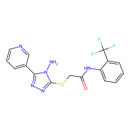 2-{[4-amino-5-(pyridin-3-yl)-4H-1,2,4-triazol-3-yl]sulfanyl}-N-[2-(trifluoromethyl)phenyl]acetamide structure