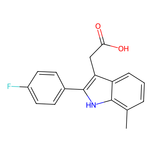 [2-(4-Fluoro-phenyl)-7-methyl-1H-indol-3-yl]-acetic acid structure