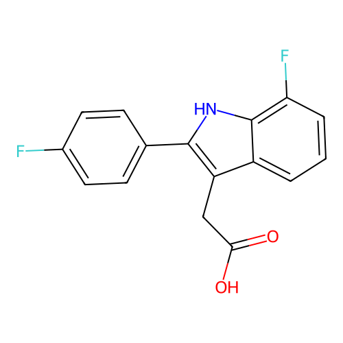2-(7-Fluoro-2-(4-fluorophenyl)-1H-indol-3-YL)acetic acid structure