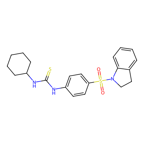 1-Cyclohexyl-3-[4-(2,3-dihydroindol-1-ylsulfonyl)phenyl]thiourea structure