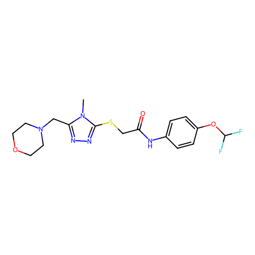 N-[4-(difluoromethoxy)phenyl]-2-[[4-methyl-5-(morpholin-4-ylmethyl)-1,2,4-triazol-3-yl]sulfanyl]acetamide structure