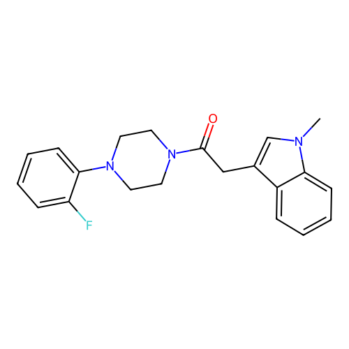 1-(4-(2-fluorophenyl)piperazin-1-yl)-2-(1-methyl-1H-indol-3-yl)ethanone structure