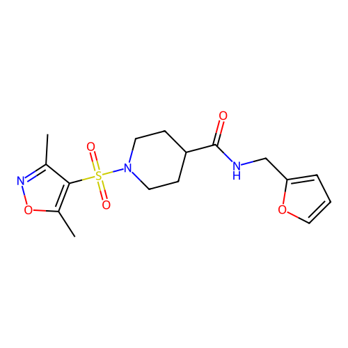 1-[(3,5-dimethyl-1,2-oxazol-4-yl)sulfonyl]-N-(furan-2-ylmethyl)piperidine-4-carboxamide structure