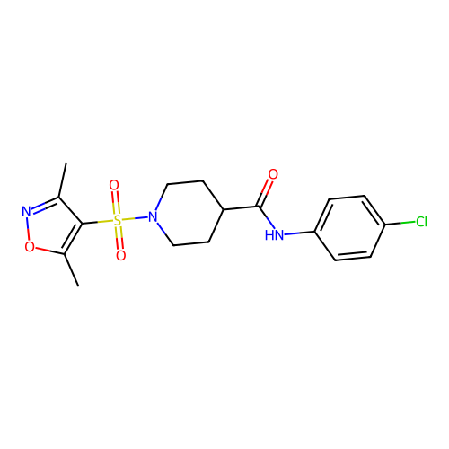 N-(4-chlorophenyl)-1-[(3,5-dimethyl-1,2-oxazol-4-yl)sulfonyl]piperidine-4-carboxamide structure