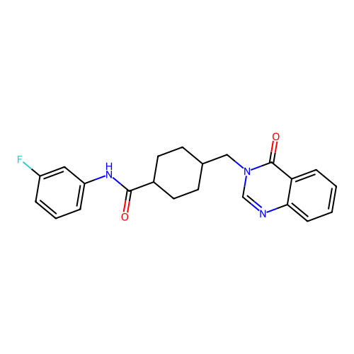 N-(3-fluorophenyl)-4-((4-oxoquinazolin-3(4H)-yl)methyl)cyclohexanecarboxamide structure