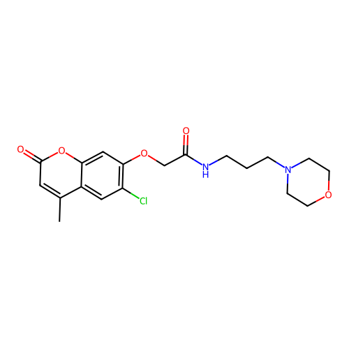2-((6-chloro-4-methyl-2-oxo-2H-chromen-7-yl)oxy)-N-(3-morpholinopropyl)acetamide structure