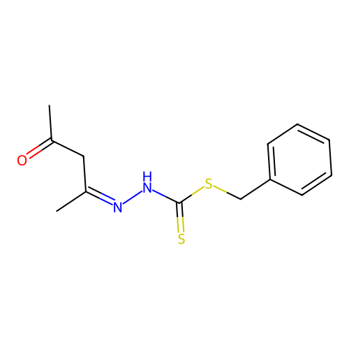 benzyl N-(4-oxopentan-2-ylideneamino)carbamodithioate structure