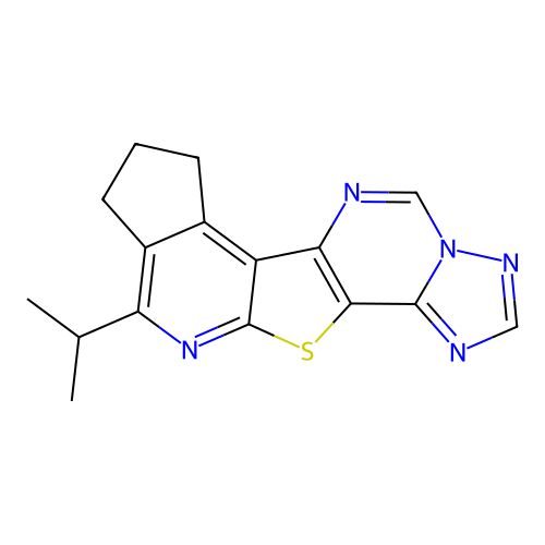 10-(propan-2-yl)-8,9-dihydro-7H-cyclopenta[4',5']pyrido[3',2':4,5]thieno[2,3-e][1,2,4]triazolo[1,5-c]pyrimidine structure