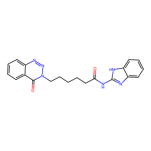N-(1H-benzimidazol-2-yl)-6-(4-oxo-1,2,3-benzotriazin-3(4H)-yl)hexanamide structure