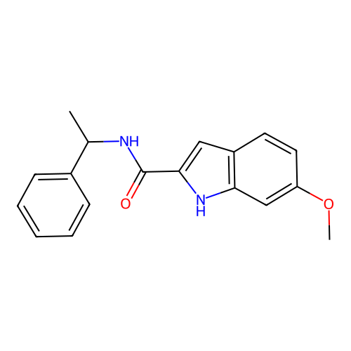 6-methoxy-N-(1-phenylethyl)-1H-indole-2-carboxamide structure