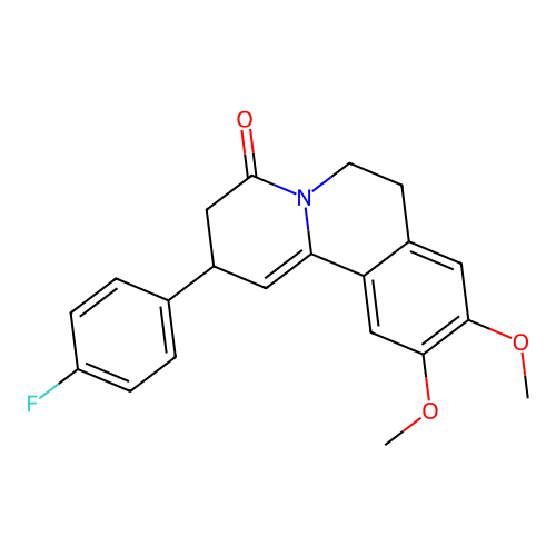 2-(4-fluorophenyl)-9,10-dimethoxy-2,3,6,7-tetrahydro-4H-pyrido[2,1-a]isoquinolin-4-one structure