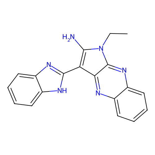 3-(1H-benzimidazol-2-yl)-1-ethyl-1H-pyrrolo[2,3-b]quinoxalin-2-amine structure