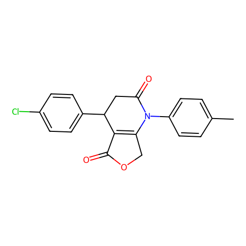 4-(4-chlorophenyl)-1-(4-methylphenyl)-4,7-dihydro-3H-furo[3,4-b]pyridine-2,5-dione structure