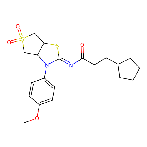 3-cyclopentyl-N-[(2Z)-3-(4-methoxyphenyl)-5,5-dioxidotetrahydrothieno[3,4-d][1,3]thiazol-2(3H)-ylidene]propanamide structure