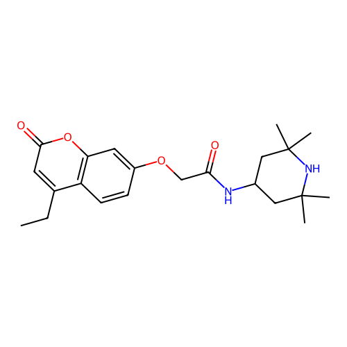 2-[(4-ethyl-2-oxo-2H-chromen-7-yl)oxy]-N-(2,2,6,6-tetramethylpiperidin-4-yl)acetamide structure