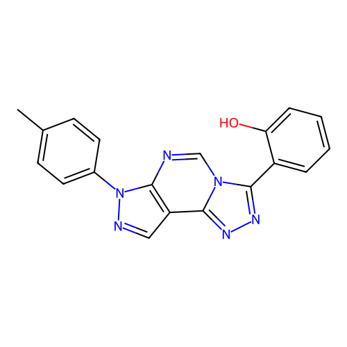 2-(7-(p-tolyl)-7H-pyrazolo[4,3-e][1,2,4]triazolo[4,3-c]pyrimidin-3-yl)phenol structure
