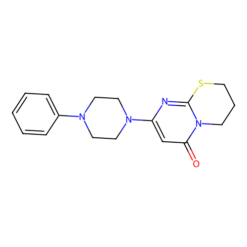 8-(4-phenylpiperazin-1-yl)-3,4-dihydro-2H,6H-pyrimido[2,1-b][1,3]thiazin-6-one structure