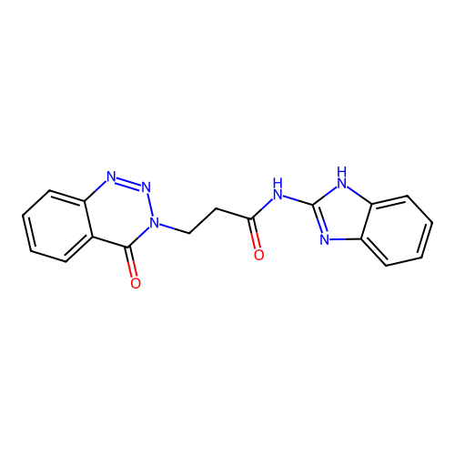 N-(1H-benzimidazol-2-yl)-3-(4-oxo-1,2,3-benzotriazin-3(4H)-yl)propanamide structure