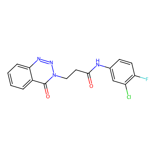 N-(3-chloro-4-fluorophenyl)-3-(4-oxo-1,2,3-benzotriazin-3(4H)-yl)propanamide structure