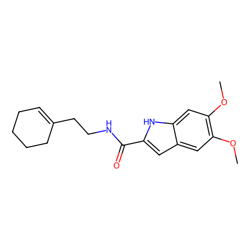 N-(2-(cyclohex-1-en-1-yl)ethyl)-5,6-dimethoxy-1H-indole-2-carboxamide structure