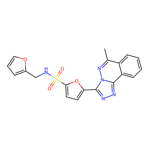 N-(furan-2-ylmethyl)-5-(6-methyl-[1,2,4]triazolo[3,4-a]phthalazin-3-yl)furan-2-sulfonamide structure