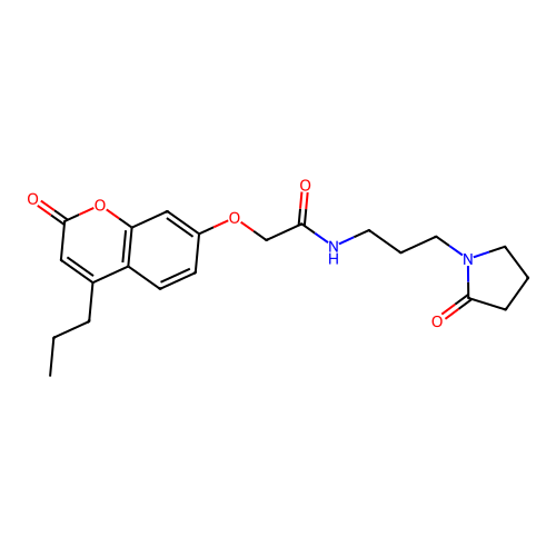 2-((2-oxo-4-propyl-2H-chromen-7-yl)oxy)-N-(3-(2-oxopyrrolidin-1-yl)propyl)acetamide structure