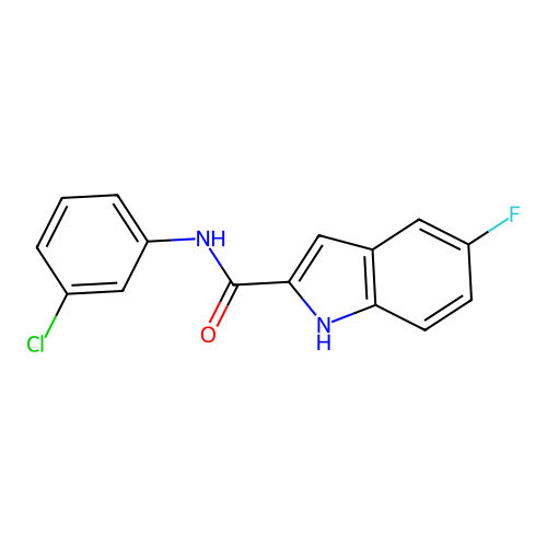 N-(3-chlorophenyl)-5-fluoro-1H-indole-2-carboxamide structure