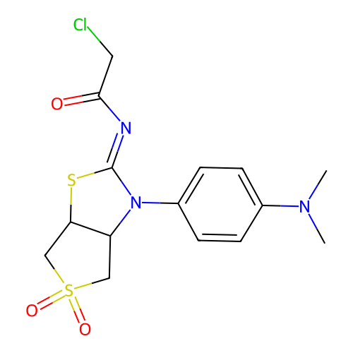 2-chloro-N-[(2Z)-3-[4-(dimethylamino)phenyl]-5,5-dioxidotetrahydrothieno[3,4-d][1,3]thiazol-2(3H)-ylidene]acetamide structure