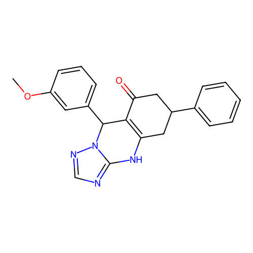 9-(3-methoxyphenyl)-6-phenyl-5,6,7,9-tetrahydro[1,2,4]triazolo[5,1-b]quinazolin-8-ol structure