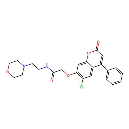 2-((6-chloro-2-oxo-4-phenyl-2H-chromen-7-yl)oxy)-N-(2-morpholinoethyl)acetamide structure