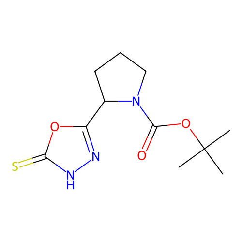 Tert-butyl 2-(5-mercapto-1,3,4-oxadiazol-2-yl)pyrrolidine-1-carboxylate structure
