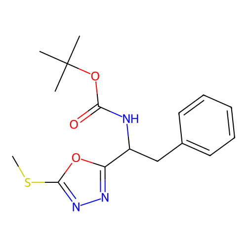Tert-butyl {1-[5-(methylsulfanyl)-1,3,4-oxadiazol-2-yl]-2-phenylethyl}carbamate structure
