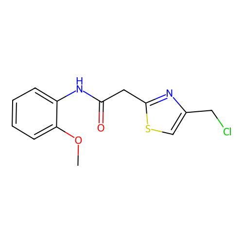 2-[4-(chloromethyl)-1,3-thiazol-2-yl]-N-(2-methoxyphenyl)acetamide structure