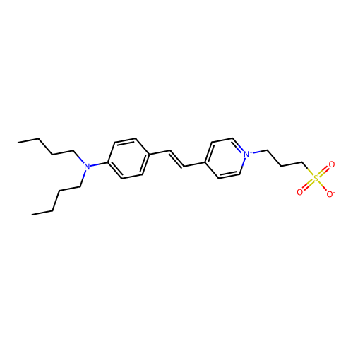 3-(4-((E)-2-[4-(Dibutylamino)phenyl]vinyl)-1-pyridiniumyl)-1-propanesulfonate structure