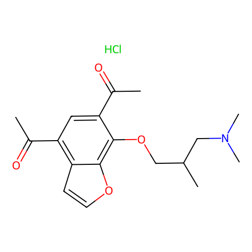 3-((4,6-Diacetyl-7-benzofuranyl)oxy)-N,N,2-trimethyl-1-propylamine hydrochloride structure