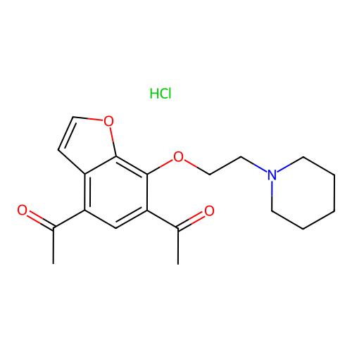 Piperidine, 1-(2-((4,6-diacetyl-7-benzofuranyl)oxy)ethyl)-, hydrochloride structure