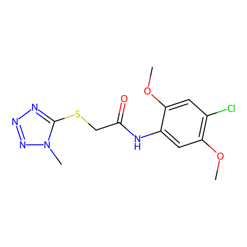 N-(4-chloro-2,5-dimethoxyphenyl)-2-(1-methyltetrazol-5-yl)sulfanylacetamide structure