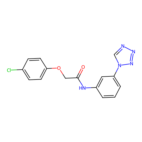 2-(4-chlorophenoxy)-N-[3-(1H-tetrazol-1-yl)phenyl]acetamide structure