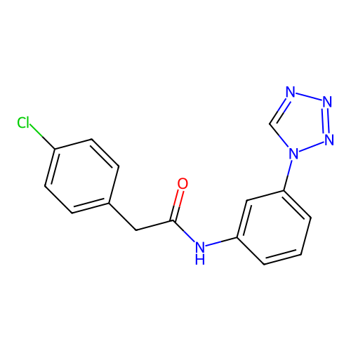2-(4-chlorophenyl)-N-[3-(1H-tetrazol-1-yl)phenyl]acetamide structure