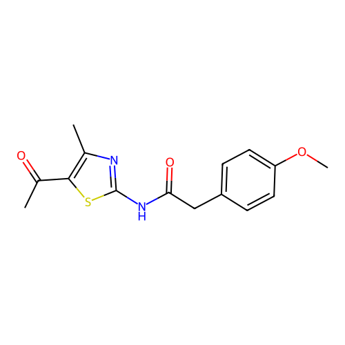 N-(5-acetyl-4-methyl-1,3-thiazol-2-yl)-2-(4-methoxyphenyl)acetamide structure