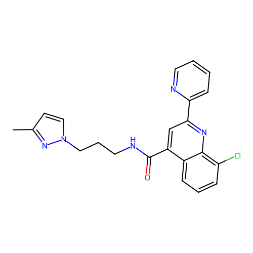 8-chloro-N-[3-(3-methylpyrazol-1-yl)propyl]-2-pyridin-2-ylquinoline-4-carboxamide structure