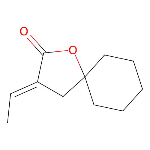 (3E)-3-ethylidene-1-oxaspiro[4.5]decan-2-one structure
