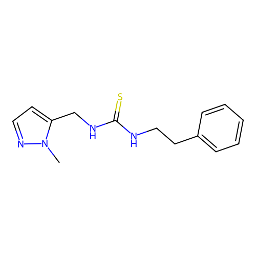 1-[(1-methyl-1H-pyrazol-5-yl)methyl]-3-(2-phenylethyl)thiourea structure