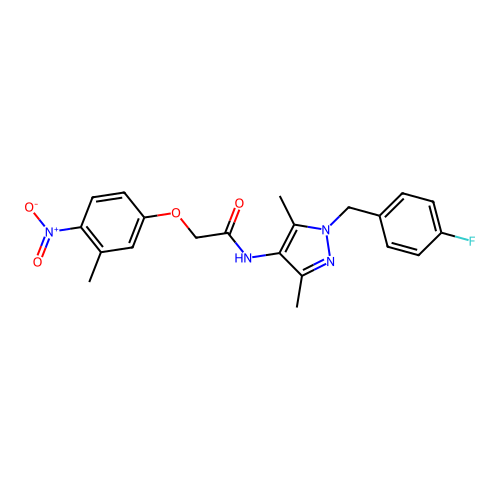 N-[1-(4-fluorobenzyl)-3,5-dimethyl-1H-pyrazol-4-yl]-2-(3-methyl-4-nitrophenoxy)acetamide structure