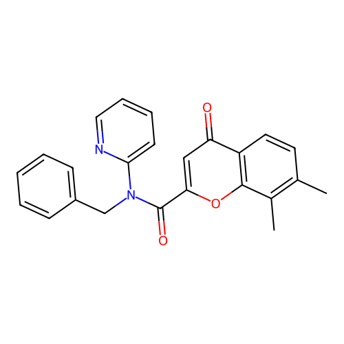 N-benzyl-7,8-dimethyl-4-oxo-N-(pyridin-2-yl)-4H-chromene-2-carboxamide structure