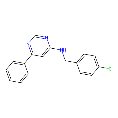 N-[(4-chlorophenyl)methyl]-6-phenylpyrimidin-4-amine structure
