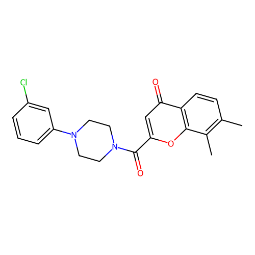 2-{[4-(3-chlorophenyl)piperazin-1-yl]carbonyl}-7,8-dimethyl-4H-chromen-4-one structure