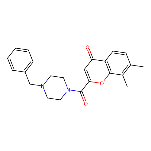 2-[(4-benzylpiperazin-1-yl)carbonyl]-7,8-dimethyl-4H-chromen-4-one structure