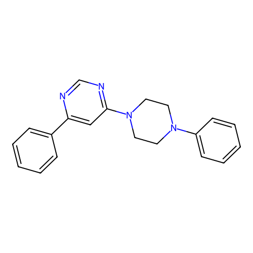 4-Phenyl-6-(4-phenylpiperazin-1-yl)pyrimidine structure